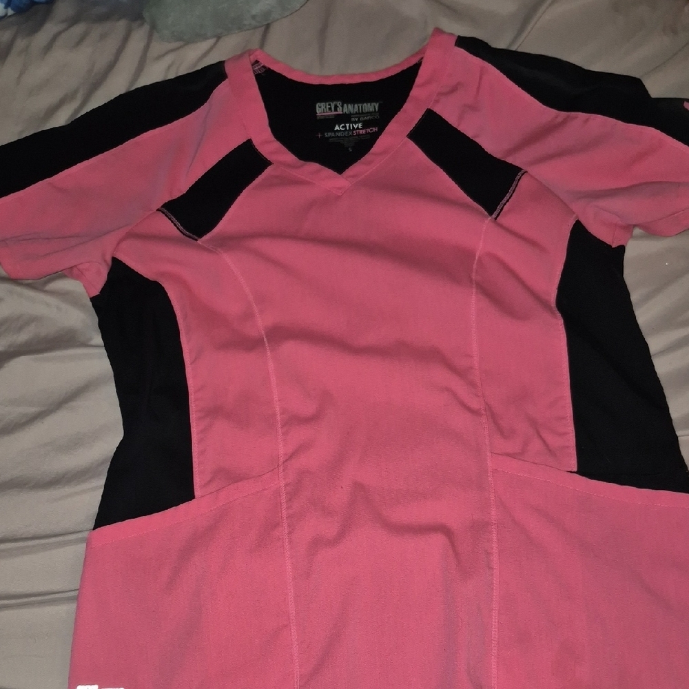 Pink and Black V-Neck Top